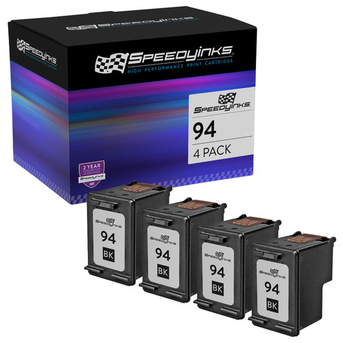Speedy Inks Remanufactured Ink Cartridge Replacement for HP 94 (Black, 4-Pack)