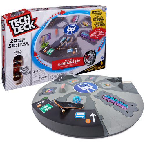 TECH DECK, Shredline 360 Motorized Skate Park, X-Connect Creator, Customizable and Buildable Turntable Ramp Set with Exclusive Fingerboard, Kids Toy for Boys and Girls Ages 6 and up