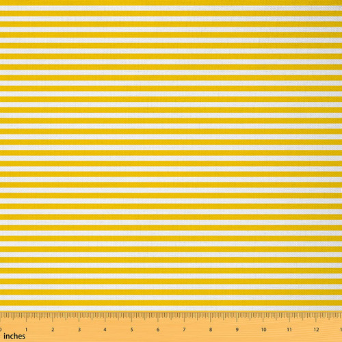 Stripe Fabric by The Yard, Yellow White Striped Upholstery Fabric, Farmhouse Ticking Stripes Decorative Fabric, Modern Stripes Geometric Lines Indoor Outdoor Fabric, 2 Yards