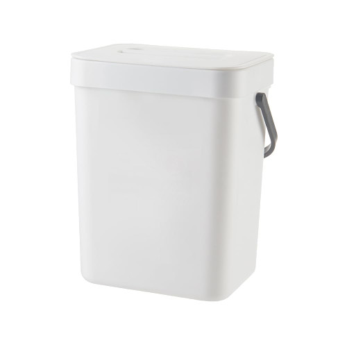 EKO Puro Mini Wall-Mounted Kitchen Trash Can with Lid, Food Waste Caddy, 1.32 Gall / 5L (White)