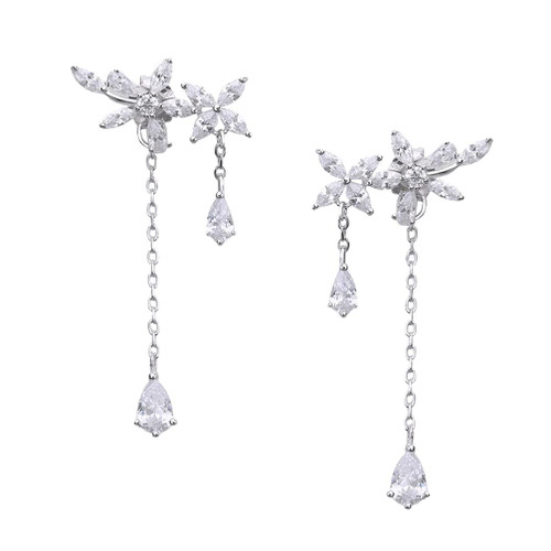 Holibanna 1 Pair sterling silver flower stud earrings Dangle Earrings Crystal Rhinstone earrings bridal tassel ear stud irregular ear pendants sliver ear pendant long earrings Miss delicate Holibanna 1 Pair sterling silver flower stud earrings Dangle Earrings Crystal Rhinstone earrings bridal tassel ear stud irregular ear pendants sliver ear pendant long earrings Miss delicate