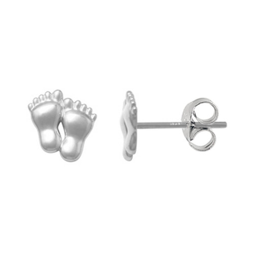 925 Sterling Silver Pair of Feet Stud Earrings Push Back