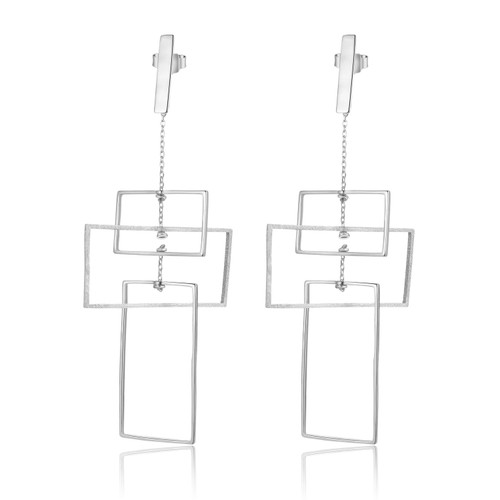 Lotus Fun S925 Sterling Silver Geometry Drop Earrings Fashion Elements Rectangular Dangle Earring for Girls and Women, Handmade Unique Jewelry (Silver) Lotus Fun S925 Sterling Silver Geometry Drop Earrings Fashion Elements Rectangular Dangle Earring for Girls and Women, Handmade Unique Jewelry (Silver)