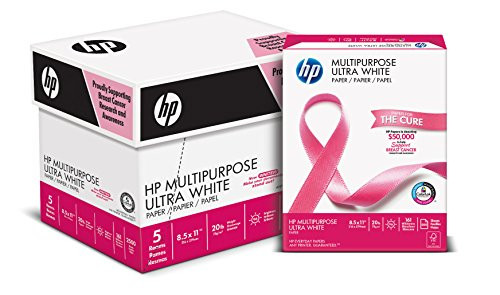 HP Printer Paper, Multipurpose20, 8.5 x 11, Letter, 20lb, 96 Bright, 2,500 Sheets / 5 Ream Carton (115100PC) Made In The USA