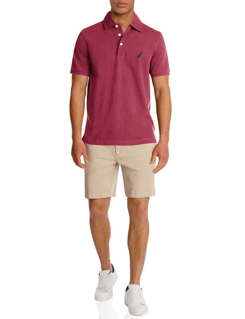 Nautica Men's Short Sleeve Solid Stretch Cotton Pique Polo Shirt, Barolo, XX-Large