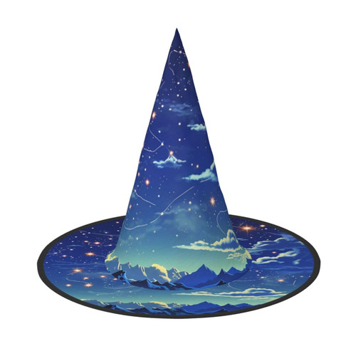 OUSIKA Sky Star Halloween Witch Hat Halloween Costume Accessory Witch Cosplay Hats For Halloween Party Decoration