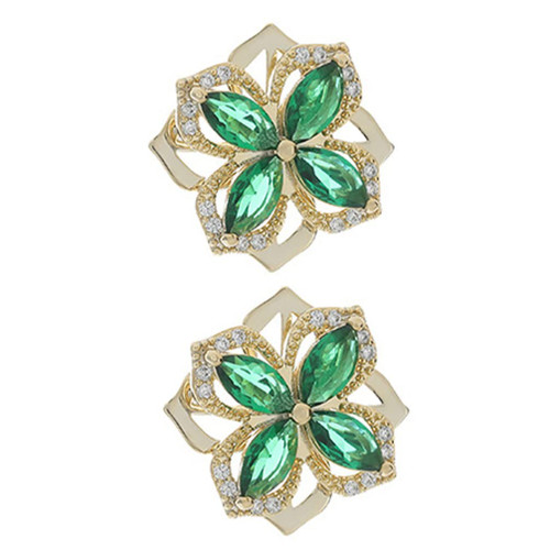 OLIMY 1 Pair of St. Patricks Day Stud Earrings Shamrock Earrings Four-Leaf Clover Zircon Earrings Ear Studs