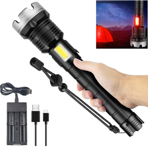 100000 Lumens Rechargeable Flashlight High Lumens 7 Modes Waterproof Bright Powerful Flashlight for Emergencies, XHP90 LED High Powered Flashlight Camping Flash Light with Red Light 100000 Lumens Rechargeable Flashlight High Lumens 7 Modes Waterproof Bright Powerful Flashlight for Emergencies, XHP90 LED High Powered Flashlight Camping Flash Light with Red Light