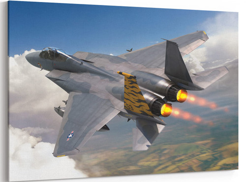 F-15 Airplane Canvas Wall Art Prints McDonnell Douglas F-15 Eagle Fighter Jet Poster Aviation Wall Art Decor U.S Air Force Picture Artwork Military Plane Decoration for Men Boys Room - 12x16 Inches