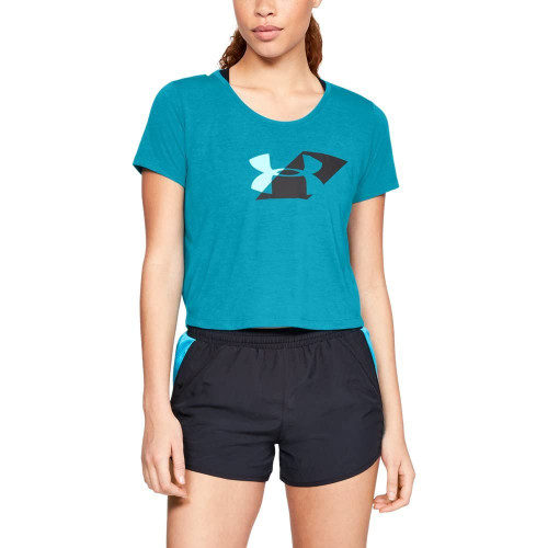Under Armour Women's Run Graphic Boxy Tee, Deceit (439)/Reflective, X-Large
