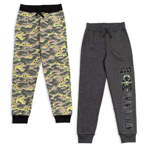 STAR WARS The Mandalorian Baby Yoda Big Boys Fleece 2 Pack Jogger Pants Green/Grey 14-16