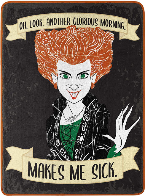 C.P.R. Disney Hocus Pocus Winifred Blanket 46'' x 60'' Warm Soft Super Throw Plush Hocus Pocus Sanderson Sisters (Hocus Pocus)