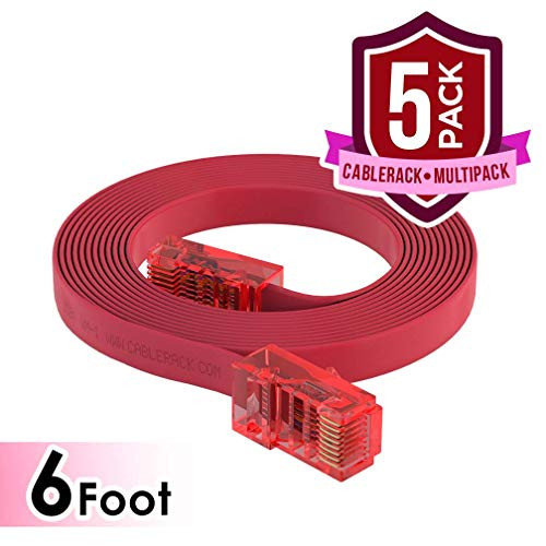 CableRack 6ft Rollover Console Cable RJ45 to RJ45 Male for Cisco 72-3383-01 Red (5-Pack)