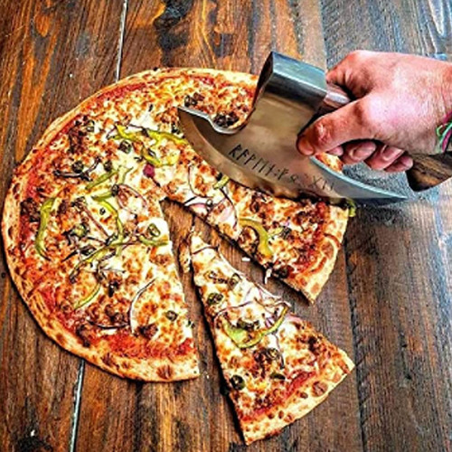 Handmade Pizza Cutting Axe, Medieval Viking Pizza Cutter with Anti Slip Handle, Stainless Steel Pizza Cutter Axe, Viking Axe Kitchen Tool for Family, Neighbors, Friends