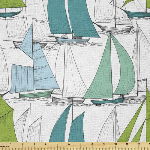 Ambesonne Nautical Fabric by The Yard, Sailing Boats on The Ocean Surfing Coastal Theme Marine Life Colorful Maritime, Microfiber Fabric for Arts and Crafts Textiles & Decor, 2 Yards, Teal Green Ambesonne Nautical Fabric by The Yard, Sailing Boats on The Ocean Surfing Coastal Theme Marine Life Colorful Maritime, Microfiber Fabric for Arts and Crafts Textiles & Decor, 2 Yards, Teal Green