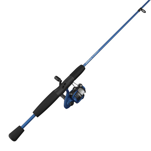 Zebco Slingshot Spinning Reel and Fishing Rod Combo, 5-Foot 6-Inch 2-Piece Fishing Pole, Size 20 Reel, Changeable Right- or Left-Hand Retrieve, Pre-Spooled with 8-Pound Zebco Cajun Line, Blue