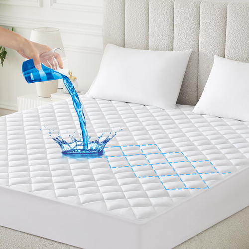 yinlnpaul Twin Size Quilted Fitted Mattress Pad Waterproof Mattress Protector Breathable Fluffy Mattress Cover Cooling Mattress Topper with 8-21" Deep Pocket (Twin, White) yinlnpaul Twin Size Quilted Fitted Mattress Pad Waterproof Mattress Protector Breathable Fluffy Mattress Cover Cooling Mattress Topper with 8-21" Deep Pocket (Twin, White)