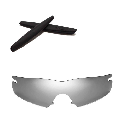 Walleva Replacement Lenses + Rubber For Oakley M Frame Strike Sunglasses - 26 Options Available (Titanium Non-Polarized Lenses + Black Rubber)
