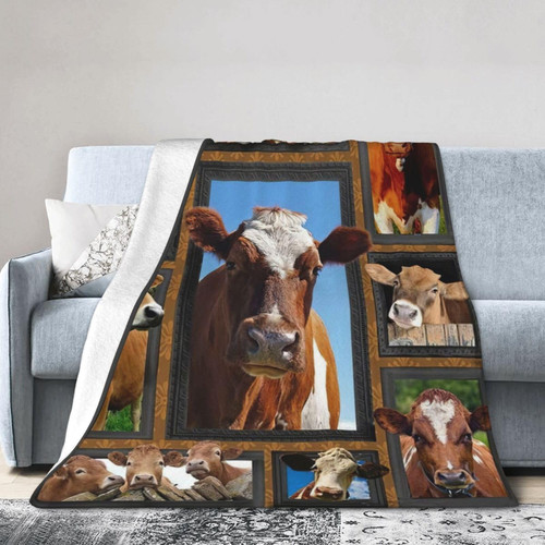 Cow Blanket Decor Animal Throw Blanket Cow Gifts for Girls Boys Warm Soft Plush Lightweight Fleece Flannel Blanket Winter Couch Sofa Bedding Blanket for Kids Adults 40"X50"