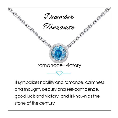 Presentski December Birthstone Necklace for Mom Blue Topaz Necklace Sterling Silver 925 Birthday Stone Gifts Jewelry for Teen Girls Women