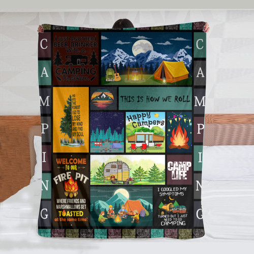 Happy Camper Blanket Ligtweight Cozy Soft Smooth Print Throw Blankets for Kids Boy Girl Man Women Kids Adults Gifts 60"x50" in Happy Camper Blanket Ligtweight Cozy Soft Smooth Print Throw Blankets for Kids Boy Girl Man Women Kids Adults Gifts 60"x50" in