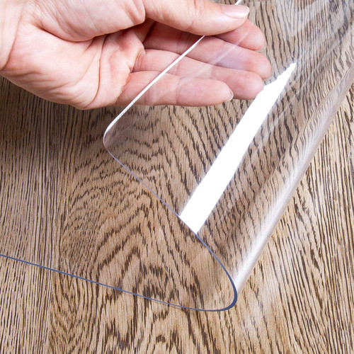 OstepDecor Clear Table Protector, 18 x 30 Inch Clear Table Cover Protector, 1.5mm Thick Table Protector for Dining Room Table, Clear Plastic Tablecloth Protector, Clear Table Pad for Wood Grain