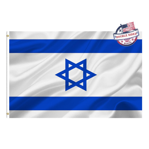Israeli Flag 3x5 Outdoor Double Sided- Heavy Duty 3ply State of Israel Flags Super Durable 2 Rows Stitched Edge Canvas Header with 2 Brass Grommets
