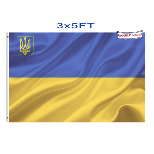 Mosprovie Ukraine Flag 3x5 Outdoor Double Sided- Heavy Duty 3ply Ukrainian National Flags -Durable 4 Rows Stitched Canvas Header with 2 Brass Grommets