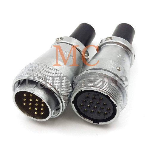 MCCAMSTORE WEIPU WS28 16 pin 10A 500V High Voltage Power Cable Connector, Aviation Circular Industrial Plug Socket, Automotive Bulkhead Solder Connector (16 pin, Cable to Cable)