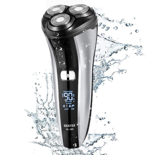 Electric Shavers for Men 3D Rechargeable Electric Razor IPX7 Waterproof Electric Shaver Wet and Dry Men's Rotary Shavers Electric Shaving Razors with Pop-up Trimmer & LCD Display