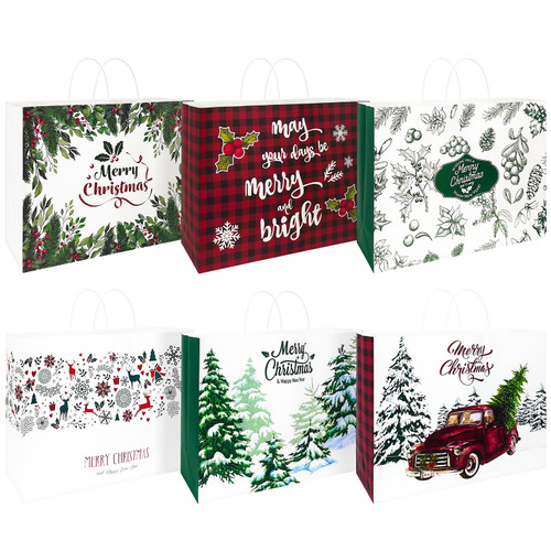 LANLISA 12 Extra Large Christmas Gift Bags - Bulk Paper Gift Bags with Handles Jumbo Christmas Gift Bags for Wrapping Gaint Xmas Holiday Presents LANLISA 12 Extra Large Christmas Gift Bags - Bulk Paper Gift Bags with Handles Jumbo Christmas Gift Bags for Wrapping Gaint Xmas Holiday Presents