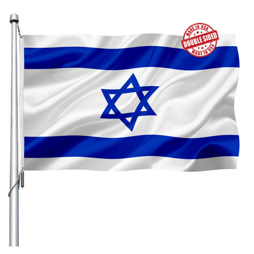 Israel Jewish Flag Double Sided 3x5 Outdoor- Heavy Duty Israeli Star of David Flags Banner with 2 Brass Grommets 4 Rows Stitched