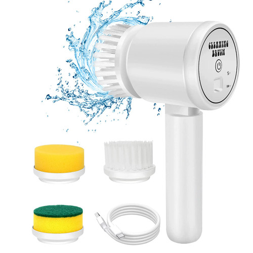 Electric Spin Scrubber, Folding Electric Cleaning Brush for Bathroom Rechargeable Shower Scrubber Power Scrubber Cordless with 3 Replaceable Cleaning Brush Heads for Cleaning Tub/Floor/Sink/Tile Electric Spin Scrubber, Folding Electric Cleaning Brush for Bathroom Rechargeable Shower Scrubber Power Scrubber Cordless with 3 Replaceable Cleaning Brush Heads for Cleaning Tub/Floor/Sink/Tile