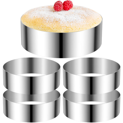 5 Pieces Round Cake Ring Set Biscuit Cutter Circle Cookie Cutters Cake Mold Stainless Steel Pastry Ring for Baking Mousse Pancake Tart Muffin (6 Inch) 5 Pieces Round Cake Ring Set Biscuit Cutter Circle Cookie Cutters Cake Mold Stainless Steel Pastry Ring for Baking Mousse Pancake Tart Muffin (6 Inch)