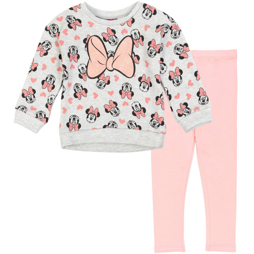 Disney Minnie Mouse Little Girls Pullover Fleece Sweatshirt and Leggings Outfit Set Light Grey/Pink 6 Disney Minnie Mouse Little Girls Pullover Fleece Sweatshirt and Leggings Outfit Set Light Grey/Pink 6
