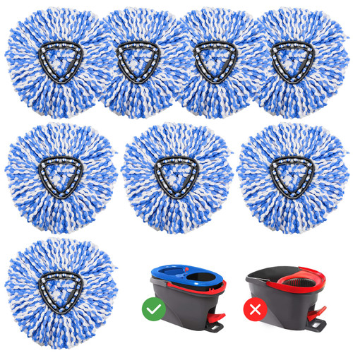 8 Pack Spin Mop Replacement Head Spin Mop Refills Compatible with RinseClean Dual System, Microfiber Mop Easy Cleaning Floor Head Mop for Floor Cleaning OCedar EasyWring RinseClean 2 Tank System