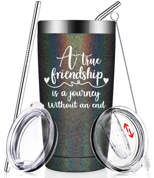 BIRGILT Friendship Gifts for Women Friends - A True Friend Is a Journey Without an End - Best Friend Christmas Gifts for Women, Friend Female - Best Friend Tumbler Cups