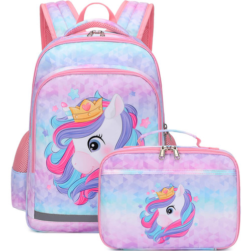 BGS BIGSUCS Girls Backpack for Kids School Backpack Preschool Kindergarten Elementary School Bag with Insulated Lunch Tote