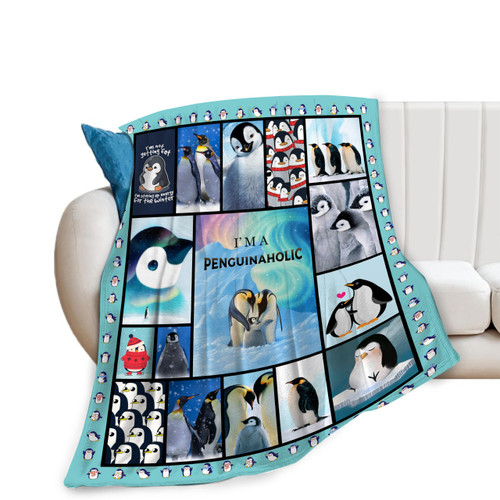 Penguins Blanket Soft Cozy Cute Antarctic Animals Throw Blanket Plush Fleece Winter Bedding Blanket Penguin Gifts for Bed Girls Women Kids Adults 40"X50"