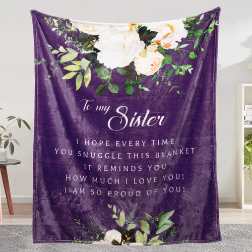 Sister Gifts Blanket, Sister Birthday Gifts from Sister, Brother, Unique Birthday Gifts for Sister from Sister, Sister, Sister Birthday Gifts Soft Throw Blanket 60"x50", Purple