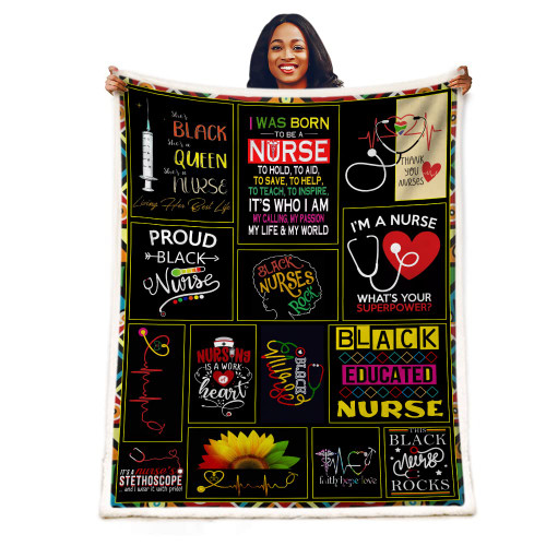 Nurse Gifts Black Nurses Week Gifts Throw Blanket, Retirement Gifts,RN Gifts for Black Nurses,Nurse Gifts for Women,School Nurse Gifts,Soft Fluffy Sherpa Warm Throw Blankets for Bed Office