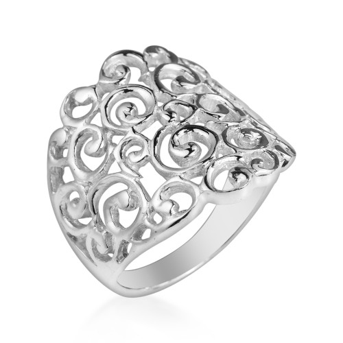 AeraVida Clustered Spirals and Swirls Front Sterling Silver Ring (6)