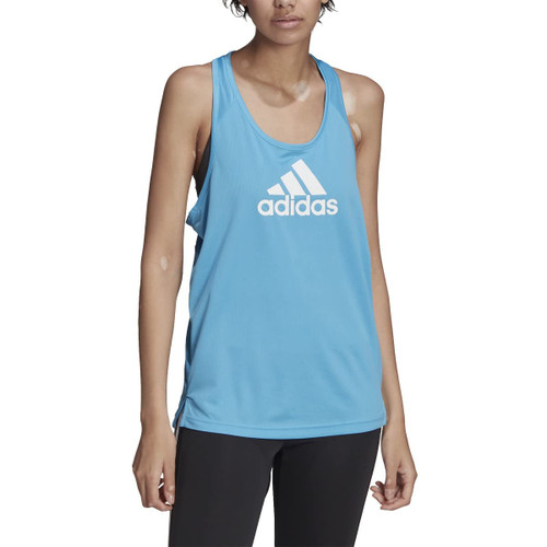 adidas Women's AEROREADY Designed 2 Move Logo Sport Tank Top, App Sky Rush/White, Medium