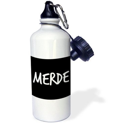 3dRose Merde, Shit in French Sports Water Bottle, 21 oz, Multicolored