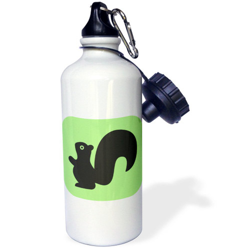 3dRose Squirrel on Green Tile-Sports Water Bottle, 21oz , 21 oz, Multicolor