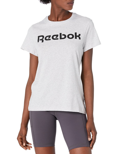 Reebok Women's Standard Logo Tee, Light Heather Grey, Small