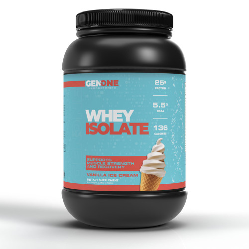 GenOne Whey Protein Powder Isolate, 25g Protein and 5.5g BCAAs per Serving, Vanilla Ice Cream, Low Carb, Fast Digesting, 30 Servings, 2.25 LB GenOne Whey Protein Powder Isolate, 25g Protein and 5.5g BCAAs per Serving, Vanilla Ice Cream, Low Carb, Fast Digesting, 30 Servings, 2.25 LB