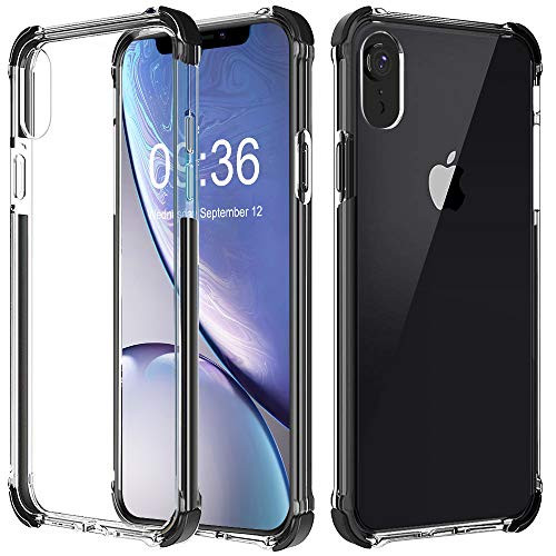 Vproof iPhone XR Case, Transparent Slim Protective Case Cover, Hybrid Hard PC Back & Reinforced TPU Bumper Frame with 4 Corner Drop Absorption Compatible for Apple iPhone XR 6.1Inch 2018 (Black Clear)