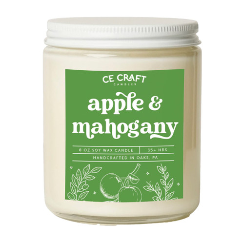 CE Craft Apple + Mahogany Scented Candle - Manly Mahogany Scented Soy Candle, Scented Candles Gifts for Men, Premium Candle, Birthday Gift for Him, Strong Scented Candle
