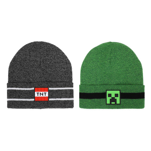 Minecraft Creeper and TNT Youth Beanie Set (Pack of 2) Multicolored